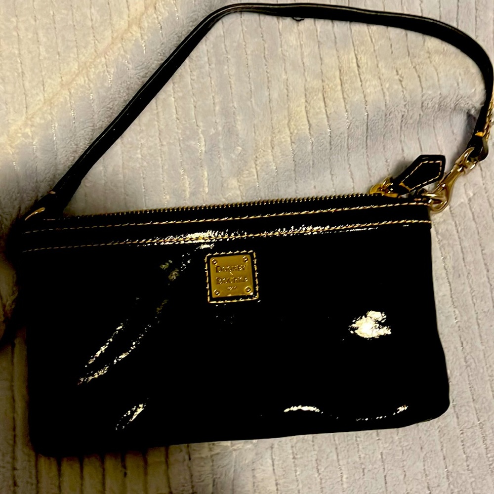 Dooney and Bourke patent leather mini bag with gold hardware